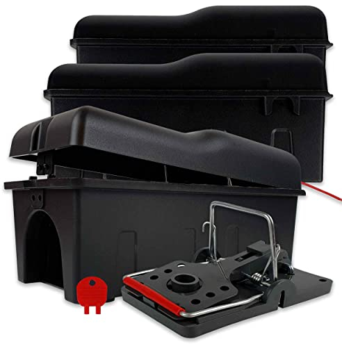 Boîte pour piège à Rats Roshield : Boîte de sécurité Facile à Installer pour la dératisation à la Maison, dans Les hangars et Les garages (qualité Professionnelle, Paquet de 3)