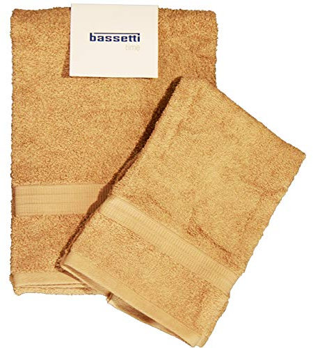 Bassetti - Set Asciugamani Da Bagno Viso e Bidet Bassetti | Coppia Asciugamani da Bagno con Ospite | 60x110 cm + 40x60 cm | Col. Corda - 1606