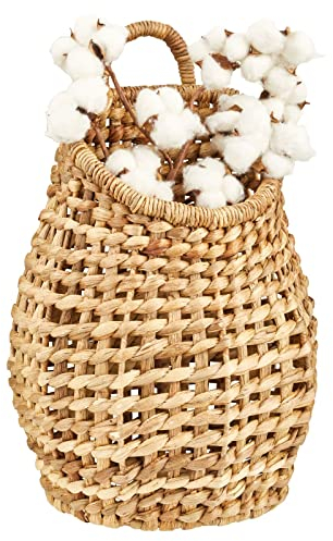 mDesign Hängekorb aus Wasserhyazinthe, offen, gewebt, für Blumen und Essentials, dekorativer Boho-Organizer für Speisekammer, Schrank, Badezimmer und Tür, Natur/Hellbraun