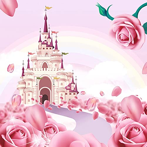 Wandtapete Dekoration Wandbild Anpassen Große Vliestapete 3D Cartoon Prinzessin Schloss Fototapete Kinderzimmer Dekor Stroh Textur Wandbilder, 400 X 280 Cm Dekoration Jugendstil Schlafzimmer Wohnzim