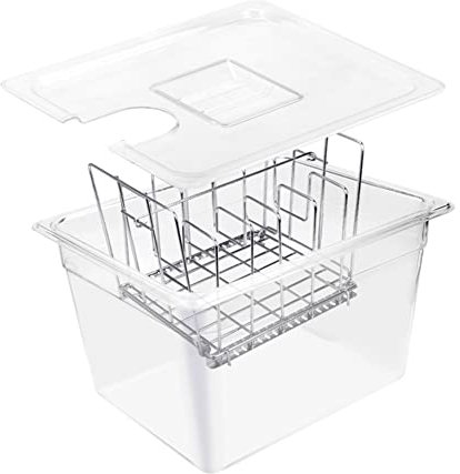 Recipiente Sous Vide 3 en 1 Juego de recipiente Sous Vide con tapa y estante de acero inoxidable/multifuncional 11 l/Se adapta a máquinas Sous Vide de hasta 2,3 (6 cm) de diámetro