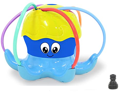 Mc Fizz Wassersprinkler Oktopus - Schnelle Installation, Verbindung zu Standard Schlauchsystem, Scheibe dreht Sich und sprüht Wasser