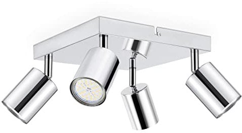 Dehobo LED Deckenstrahler 4 Flammig Quadrat Schwenkbar 350°, Deckenleuchte Strahler GU10 Deckenlampe Küche Lampe Deckenspot für Wohnzimmer Schlafzimmer Flur, Nein GU10 Leuchtmittel