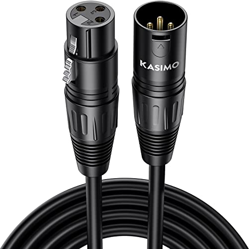 KASIMO XLR to XLR Cable 2M,3-Pin Microphone Male to Female Extension Cable Lead Neutrik Mic Jack Extender Cord Clearer Sound for PA System Studio Recorder Amplifier Mixer Speaker Recording Live Stage