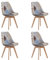 HJhomeheart Lot de 4 Chaises de Salle à Manger en Tissu Patchwork avec Coussin d'assise Amovible et Pieds en Bois Massif pour Salle à Manger, Salon, Cuisine, etc. (Patchwork Marron)