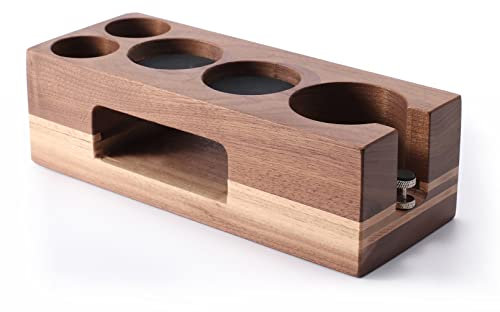 Pevfeciy Tamperstation 51mm, Tamping-Station aus Nussbaum für Siebträger Andrückstation Siebträger Zubehör für jeden Profi, Barista Zubehör Set Runder