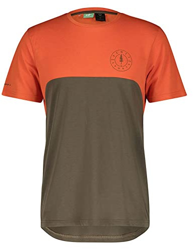 Scott M Trail Flow Dri S/sl Shirt Colorblock-Braun-Orange - Lässiges technisches Herren Bike T-Shirt, Größe L - Farbe Br