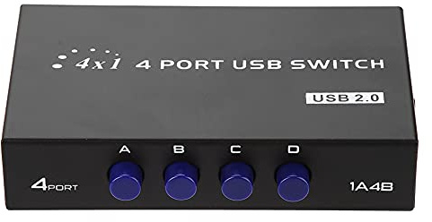 Dioche Drucker Verteiler, USB 2.0 Switch 4 PC, Manueller 2/4-Port Umschalter für PC, Drucker und Scanner