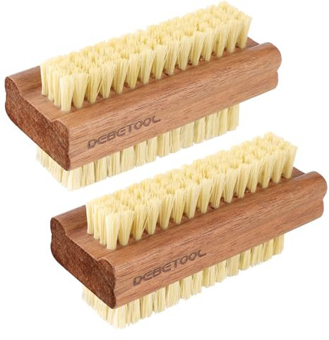 DEBETOOL Acacia Wood Nail Brush, 2 Pack Wooden Nail Scrub Brush for Fingernail cleaning,Natural Finger Nail Brush to Clean Under Nails