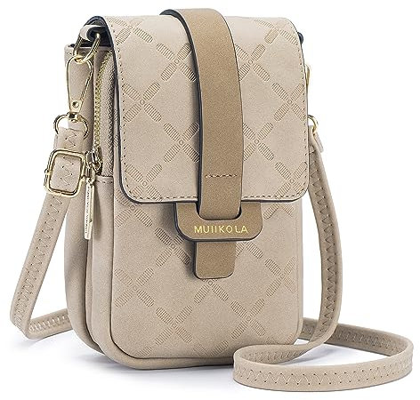 MUIIKOLA Small Phone Shoulder Bag,Women's RFID Blocking Large Capacity Phonebag Vegan Leather, Wallet with Card Slots, Adjustable, Removable Shoulder Strap, For Cell Phones up to 6.9