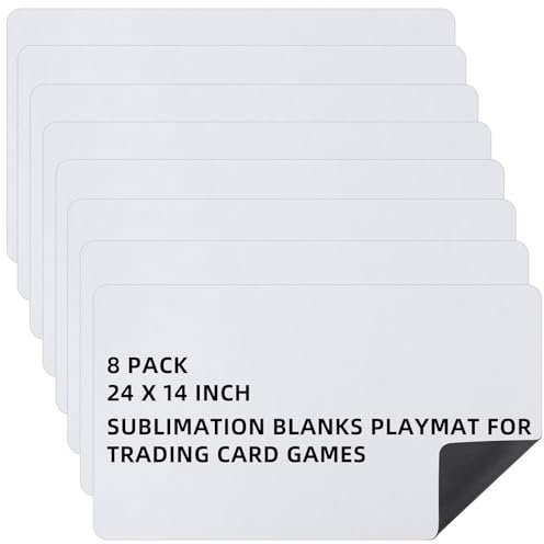 Yexiya 8 Pcs Card Game Mats 14 x 24 Inch Sublimation Blanks Playmat for Trading Board Game Smooth Rubber Playing Mat for Games, Mouse Pad (White)