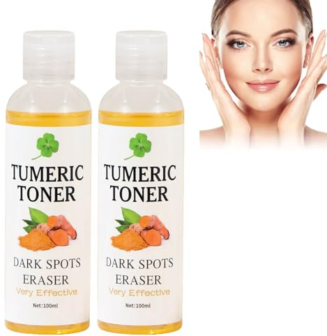 Kurkuma-Toner, Gesichtswasser, Poren Verkleinern, Feuchtigkeitsspendender, Aufhellender Anti-Aging-Toner, Repariert Mattheit und Akne, mit Niacinamid – Mischhaut bis Fettige Haut (100 ml) (2PC)