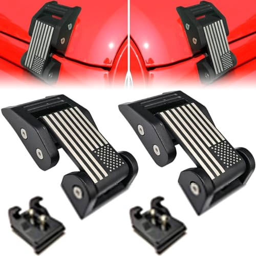 Unifizz Chiusure per cofano auto adatte per Jeep Wrangler JK JKU JL JLU 2007-2023 per Gladiatore con bandiera americana stile alluminio cofano cattura serratura adatta per accessori Jeep