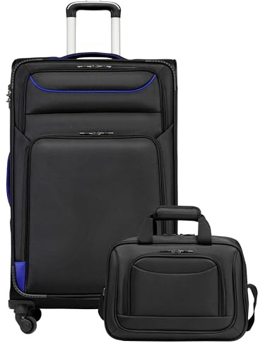 COOLIFE Großer Koffer Weichgepäck Trolley 80cm und 1 Große Umhängetasche | Stoffkoffer Reisekoffer TSA Schloss & 4 Spinner-Rolle, ultraleicht, 1200D wasserabweisendes – für Familienurlaub, Langstrecke