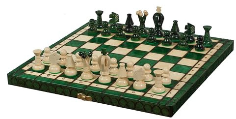 Sunrise Chess Mittleres Königliches Schachset (35x35 cm) in Grün – Klassische Eleganz trifft auf Moderne Farbgebung