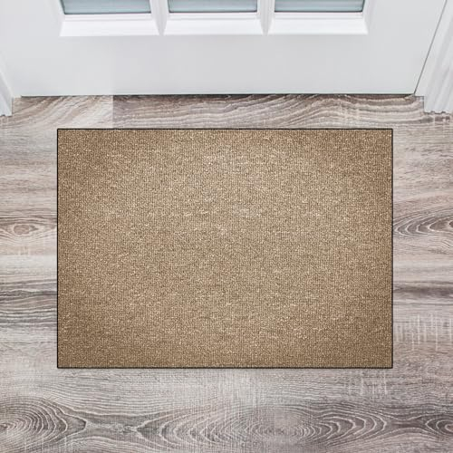 CUIMEI Läufer Teppich 50 x 100 cm rutschfest Pflegeleicht Flur Läufer Mit Muster Für Terrasse Balkon Garten, Dunkelbeige