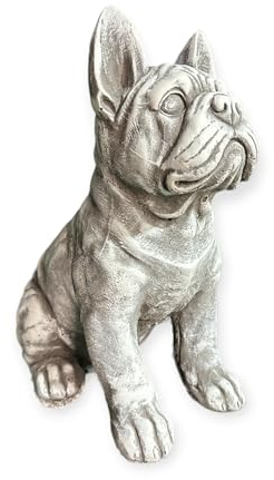 OriginalPaul Steinfigur Frenchie Französische Bulldogge 29cm Höhe und 7kg schwer Massiv Gartenfigur Geschenkidee Dekofigur, Frostsicher, eigene Produktion