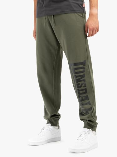 Lonsdale Pantalon de jogging pour homme, coupe normale, avec logo large, olive/noir, taille M