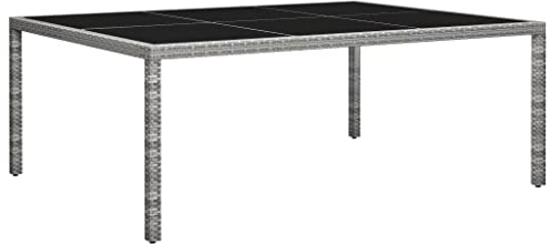 AUVYI Garten-Esstisch Grau 200x150x74 cm Poly Rattan Dining Table Pokertisch Multifunktionstisch Beistelltisch Klein Küchentisch Biertisch Campingtisch Buffettisch Bierpong Tische