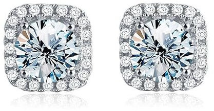 ✦Weihnachtsgeschenke für Frauen✦ Winglove Moissanite Ohrringe Silber 925 Damen 0,5-1 Karat Quadrat Form Moissanit Diamant Ohrstecker, VVS1 Reinheit D Farbe, Geschenke für Frauen.(1ct)