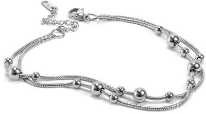 KIM JOHANSON® Edelstahl Damen Armband *Nova* in Silber, Gold & Roségold | Armkette mit vielen beweglichen Kugeln | Wasserfest | Frauen Boho Schmuck | Kreise | Verstellbare Länge | Inkl. Schmuckbeutel