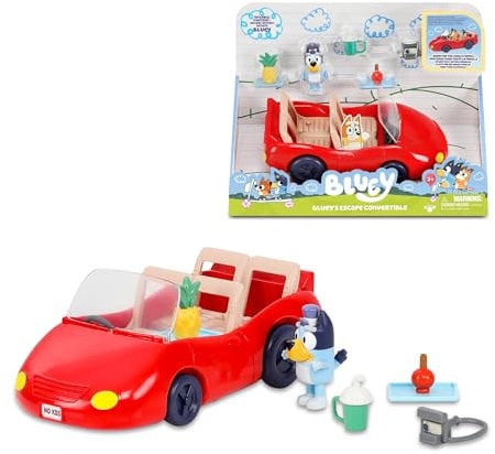 Bluey - Convertible, vehículo del Perrito Azul, Coche descapotable Divertido para el Papa, Incluye Figura, muñecos articulados Serie Infantil, Famosa (BLY65000)