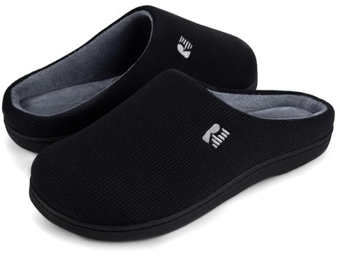 RockDove Herren Original Zweifarbige Hausschuhe mit Rückstellschaum, 46/47 EU, Schwarz und Grau