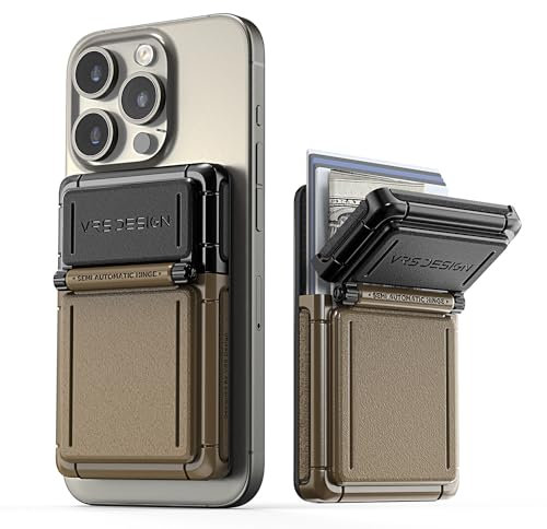 VRS DESIGN MagSquare Magnetischer Kartenhalter für Magsafe, kompatibel mit iPhone 15 & iPhone 14 & iPhone 13 & iPhone 12 Serie (Schwarz/Khaki)