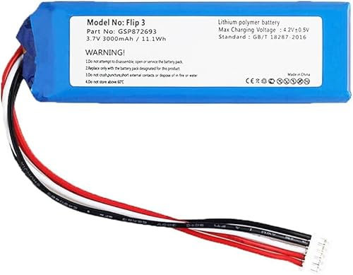 Replacement 3000mAh Li-Po 3.7V Battery for JBL Flip 3 - Part No. GSP872693