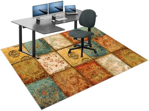 90 x 120 cm Bodenschutzmatte farbig, Bürostuhl Unterlage, Kratzfest, Stuhlmatte für Hartholzböden, Gaming Stuhl Unterlage, rutschfest Bürostuhlunterlage, Computertisch- und Stuhlunterlage