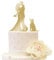 iEventStar Acryl Hochzeitstortenaufsatz für Braut und Bräutigam mit einem Hund Party Kuchen Dekoration (Paar mit 1 Hund, Spiegelgold)