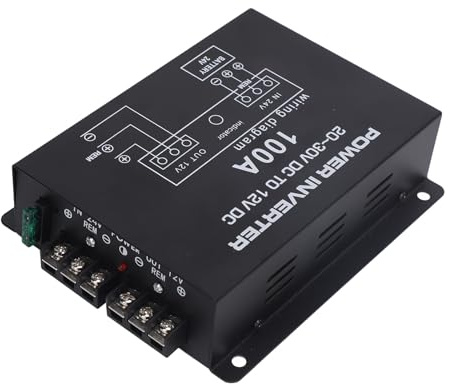 DC 24V auf 12V Spannungswandler, 100A Abwärtswandler mit Metallgehäuse, Doppellüfter Kühlung, 173x140x43mm, für Auto LKW Wohnmobil SUV Bus