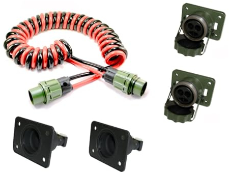 FW Fahrzeugbedarf Wilms Set: aus 2 polig NATO Elektrowendel, 4 Meter mit 2 x NATO Steckdose mit 35 mm², 2X Gummidichtung, Starthilfe