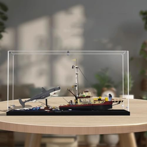 Boîte de présentation en acrylique transparent, compatible avec Lego 21350 Jaws brouette, cadeau anti-poussière pour protéger les décorations, les objets de collection, organisateur de rangement