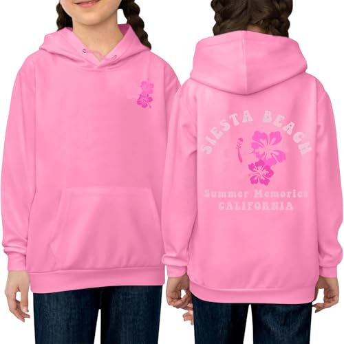 HGWOPGASD Pink Palm Puff Hoodies Preppy Kids Girls Pocket Sweatshirts Pink Palm Puff Hoodie Kids 10-12 Girls Hoodies Size 7-8 Cute Teen Sweatshirts Boys Girls Sweatshirt Sweatshirts For Women Palm