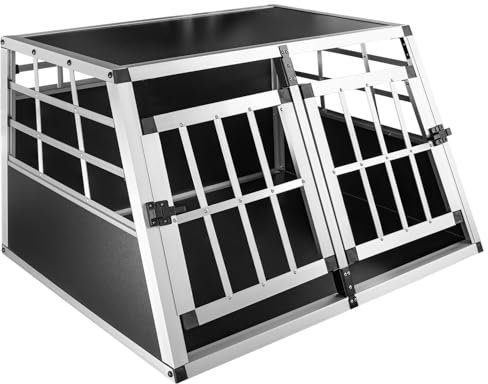 Petigi Hundetransportbox Hundebox Auto Alu Hunde Transportbox Aluminium Kofferraum Transport Box für Hund Dog Autobox 89 x 69 x 50 cm Haustier Käfig