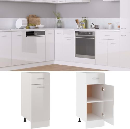 Xichuzi Armario Inferior contrachapada Blanco Brillo 30x46x81,5cm, Mueble Cocina, Armario Despensero Cocina, Alacenas Y Vitrinas, Alacena De Cocina, Cocina Muebles, Armarios Baños - 801209