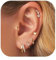 YiYunTE 6 Flat Back Gold Earrings for Women Mens, Stainless Steel Titanium Stud Earrings, Small Gold Hoops Huggies Earring Set, Helix Tragus Cartilage Earring, Heart Diamond Sleeper Earring Stack
