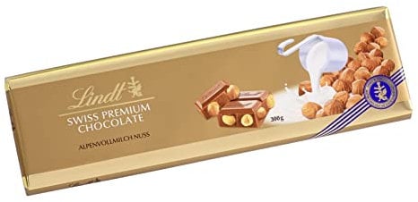 Lindt Schokolade Vollmilch Nuss | 300g Tafel | Aus feinster Vollmilch-Schokolade mit ganzen Nüssen | Schokoladengeschenk
