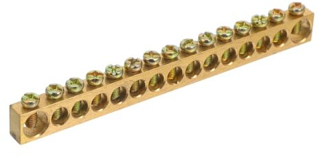 Generisch DC-Sammelschiene Stromverteilungsblock Klemmenblock für 8 x 13 Erdungsschiene 15 Löcher robuste Kupfer-Erdungsschiene
