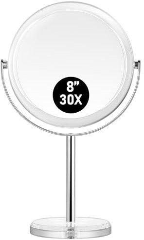 MIYADIVA Makeup Mirror, 30X Magnifying Mirror for Desk, Use for Home and Office, 8 In
