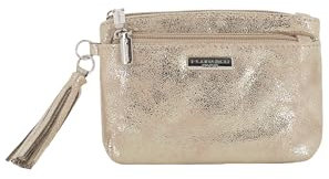 flora & co Petit Porte-Monnaie Similicuir Suède Irisé Femme - Portefeuille Porte-Cartes 3 Couches - Pochette Multifonctionel - Lèger Tendance - Doré