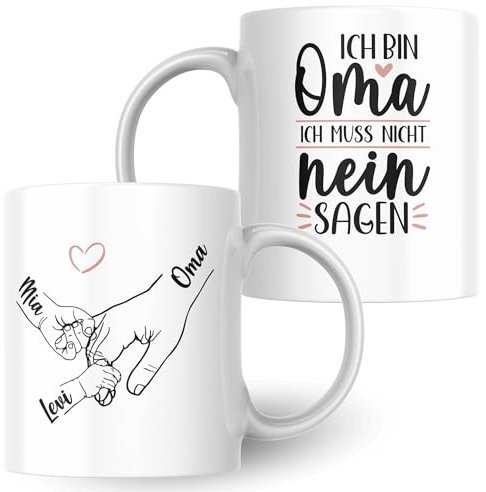 SMARTEON Personalisierte Tasse mit Namen | Geschenk für die beste Großmutter der Welt | Geschenkidee Omi von Enkelkinder | Kaffeetasse mit Spruch, Bedruckte Tasse (Oma)
