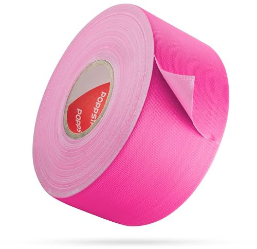 POPPSTAR Neon UV Klebeband 25m x 50mm, fluoreszierendes Gewebeklebeband, neonpink, 1 Rolle