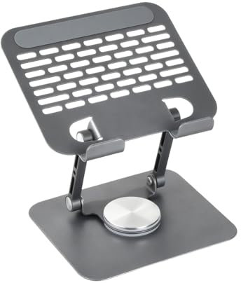 QINGZY Tablet Ständer aus Aluminium, 360° Drehbar & Höhenverstellbar Faltbare Halterung, Schreibtisch Zubehör für iPad Pro/Air/Mini, Tragbare Monitore