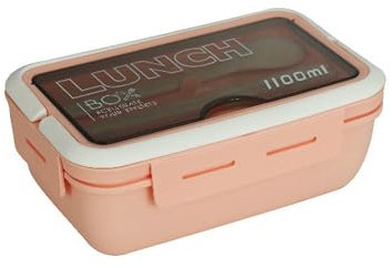 2 fiambreras japonesas de color sólido simple portátil para microondas, 1100 ml [rosa]