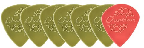Ovation Diamond Picks Nylon Standard 351 Picks - Super Grip - Round Tip - 7 Set (6+1 piece free) - 0.53 mm - moss green - Made in Czech Republic