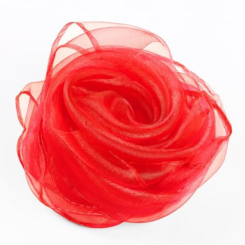 10 Stück Jongliertücher Kinder Rot, Chiffontücher für Tanzen, Bunte Tücher | 60 x 60 cm, Seidentücher für Kindergarten Kindershow Sensorisches Jonglieren Tanzen