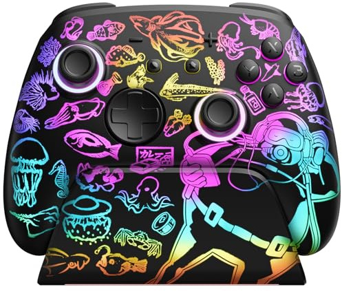 Switch 2 Pro Controller with Charging Dock DAVE the Diver Official Licensed, Wireless Switch Controller Compatible with Nintendo Switch/Lite/OLED, Bluetooth Hall Effect Gamepad with RGB/Turbo/Motion