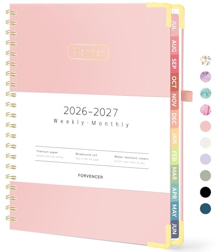 Forvencer Academic Planner 2026-2027, Hardcover Calendar Planner Weekly & Monthly, July 2026 - June 2027, 8.5 x 11, Daily Agenda with Tabs, College School Organizer for Student Teacher, Pink